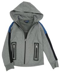 Sivo-modro-čierna prepínaci thermo mikina s kapucňou Pocopiano