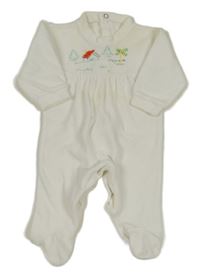 Biely zamatový overal s výšivkou