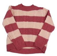 Růžový pruhovaný vzorovaný svetr Primark