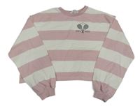Ružovo-biela pruhovaná crop mikina s pálkami H&M