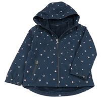 Tmavomodrá květovaná softshellová bunda s kapucí 