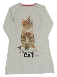 Světlešedá melírovaná tunika s kočičkou bpc