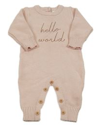 Svetloružový pletený overal s nápisom Shein