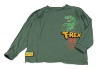 Tmavozelené triko s dinem a nápisy Next