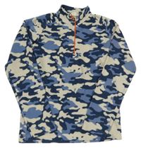 Modro-béžová army fleecová funkční mikina Mountain Warehouse