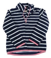 Tmavomodro-bielo-ružová pruhovaná fleecová mikina F&F