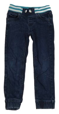 Tmavomodré skinny cuff rifle s úpletovým pasem Impidimpi