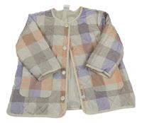 Béžovo-fialovo-oranžová kostkovaná šusťáková jarní bunda H&M