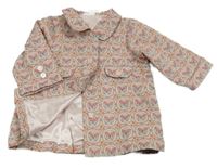 Růžový podšitý jarní kabátek s motýlky H&M
