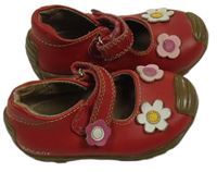 Červené kožené baleríny s květy Vincent vel. 22