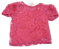 Nové - Fuchsiové květované síťované tričko s všitým topem Matalan