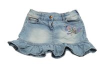 Svetlomodrá rifľová sukňa s kvetmi C&A