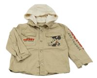 Béžová riflová bunda s Mickeym a kamarády a teplákovou kapucí Disney