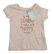Nové - Světlerůžové tričko s nápisem Primark