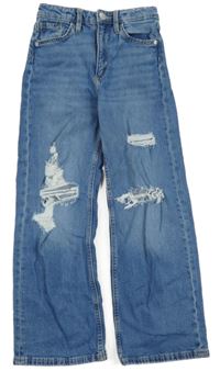 Modré široké rifle s dírami H&M
