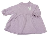 Lila bodkovaná é teplákové šaty s králikom F&F