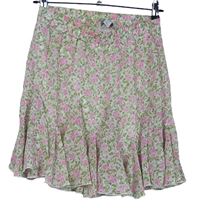 Dámska kaki-ružová kvetovaná žoržetová sukňa Amisu
