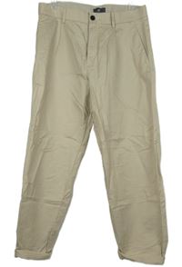 Pánske béžové plátenné relaxed fit ľanové nohavice H&M