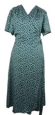 Dámské tmavozelené kytičkované zavinovací midi šaty Shein 