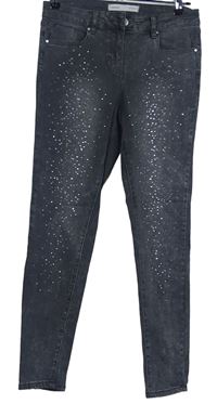 Dámské šedé skinny rifle s kamínky George 