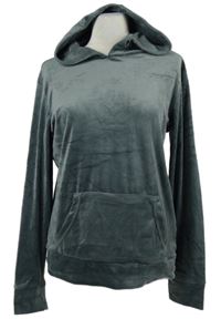 Dámská šedá sametová mikina s kapucí 