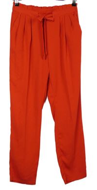 Dámské červené volné kalhoty s páskem Primark 