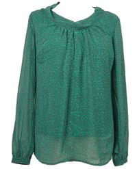 Dámská zeleno-šedá vzorovaná šifonová halenka Comma 