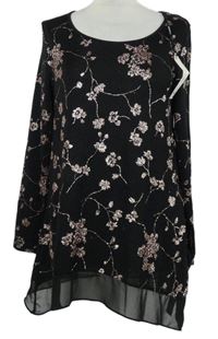 Nové - Dámská černo-růžová kytičkovaná tunika Roman 