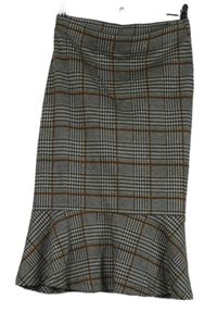 Dámska čierno-hnedo-biela kockovaná midi sukňa TU