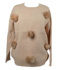 Dámský světlerůžový svetr s bambulkami 