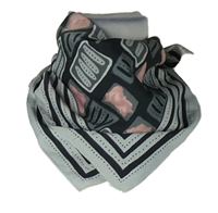 Dámský šedo-černo-růžový vzorovaný šátek 