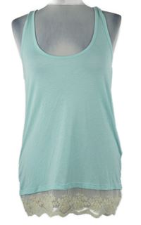 Nové - Dámský světlemodrý top s bílým krajkovým lemem Atmosphere 