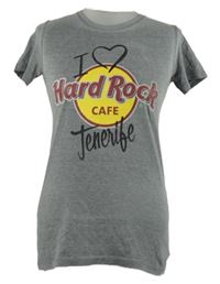 Dámské šedé tričko s potiskem Hard Rock 
