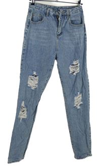 Dámské světlemodré mom rifle s prošoupáním Shein 