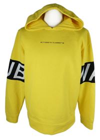 Pánská žlutá mikina s nápisy a kapucí Jack & Jones 