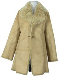 Dámsky béžový semišový kabát s kožúškom Wallis