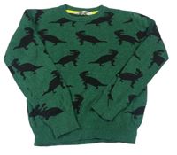 Zelený melírovaný sveter s dinosaurami zn. H&M