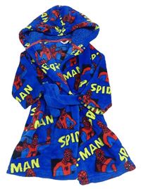 Modrý chlpatý župan so Spidermanem a kapucňou zn. M&S