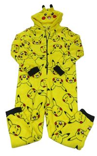 Žlutá chlupatá kombinéza a Pikachu a kapucí 