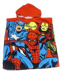 Červené froté osuškové pončo s Avengers a kapucňou Marvel