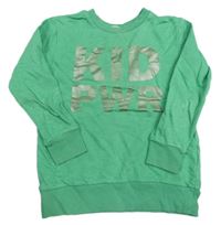 Zelená melírovaná mikina s nápisom H&M