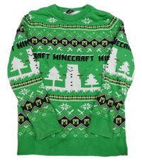 Zelený vzorovaný sveter s Minecraft