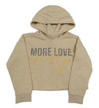 Béžová crop mikina s nápisom a kapucňou Matalan