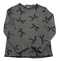 Šedé žebrované triko s mašličkami F&F