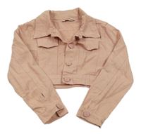 Svetloružová rifľová crop bunda