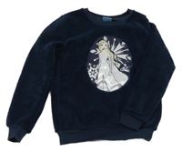 Tmavomodrá chlpatá mikina s Elsou Disney