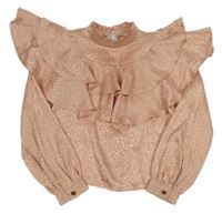 Světůlerůžová vzorovaná crop blúzka s volánikom River Island