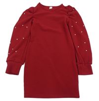 Červené šaty s perličkami Shein