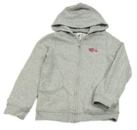 Svetlosivá prepínaci mikina so srdiečkom a kapucňou C&A