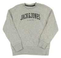Bielo-sivá melírovaná mikina s logom Jack & Jones